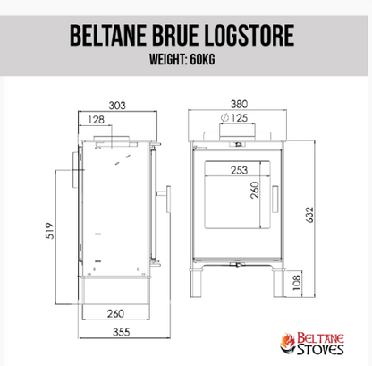 Beltane Brue With Log Store - 4Kw - Multi-Fuel Stove