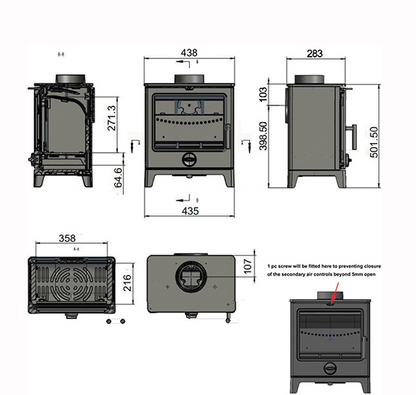 MI Fires Derwent - 5KW - Defra Multi-Fuel Stove