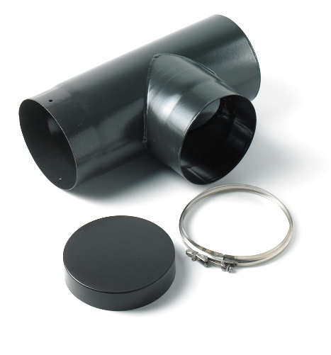 5 Inch - 90 degree Tee & Cap - Stove Pipe